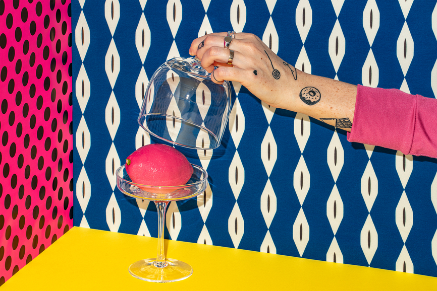 Bold editorial image illustrating a brand standing out from the crowd